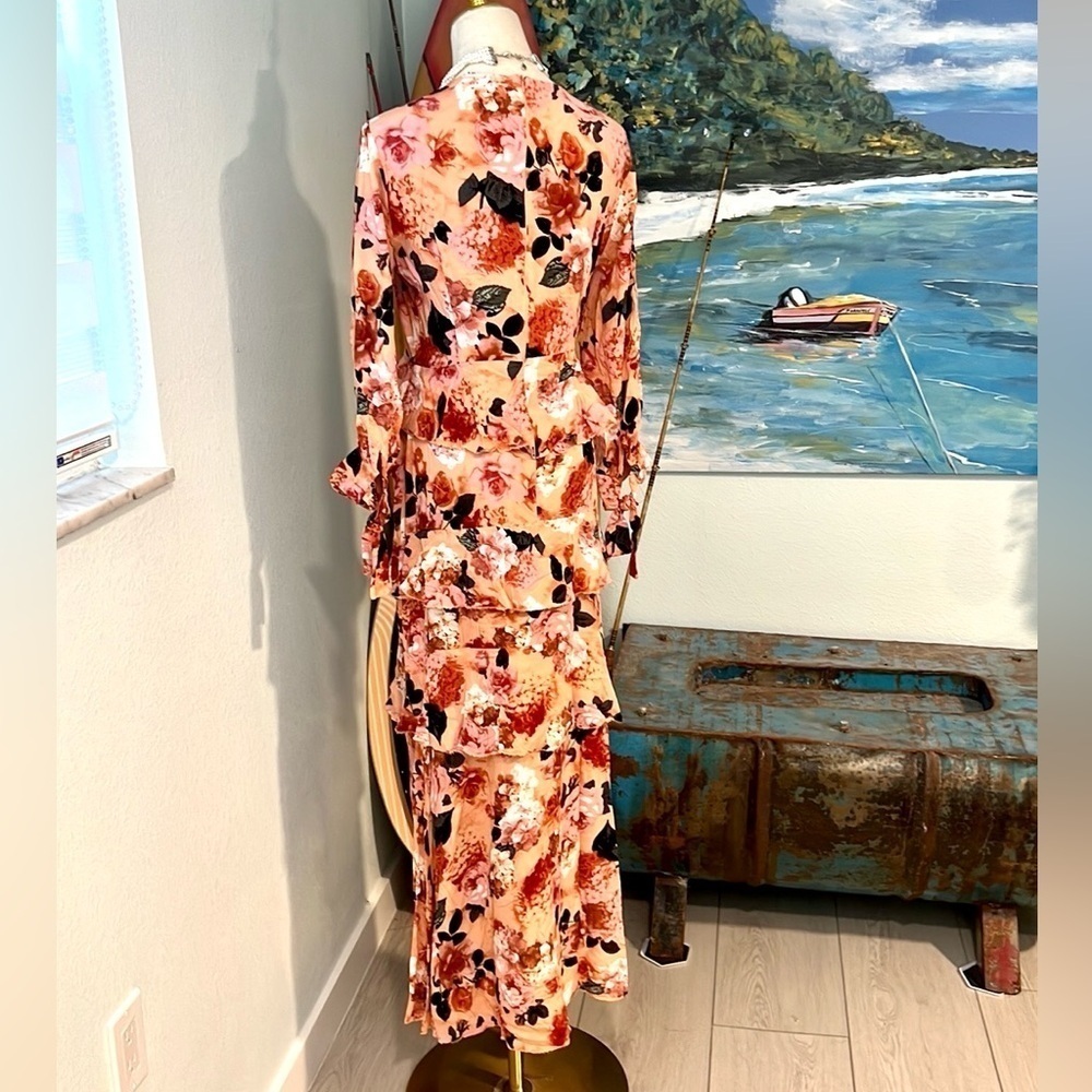 Anthro’s Jaase, Stunning Floral Long-Sleeve Tiered Dress,Exquisite EUC, Size S - Picture 3 of 14